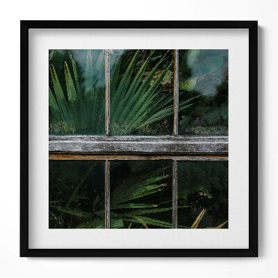 Keretezett falikép Zöld növények ablakon keresztül