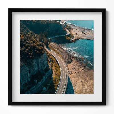 Keretezett falikép Tengerparti útszakasz sziklás part