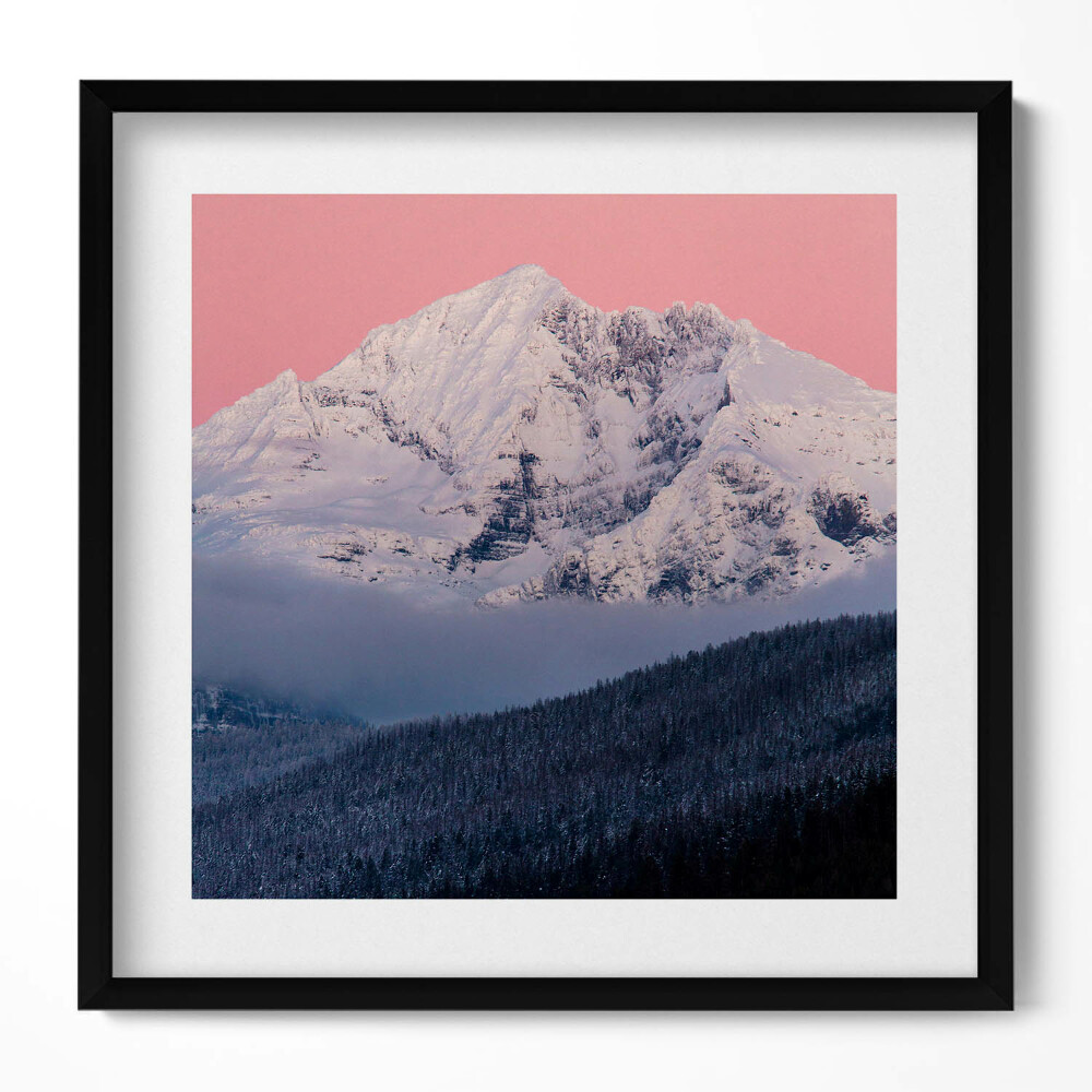 Keretezett falikép Hegyek rózsaszín háttérrel