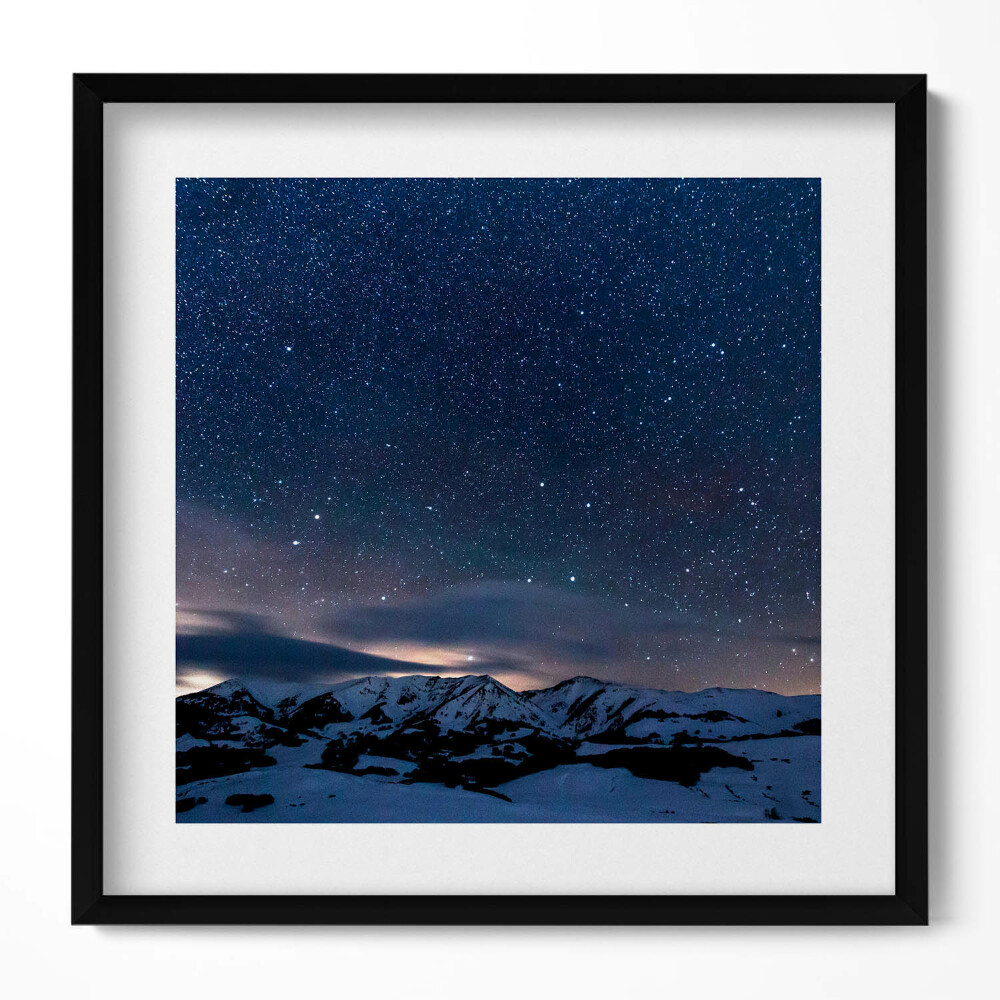 Keretezett falikép Csillagos égbolt hegyek felett