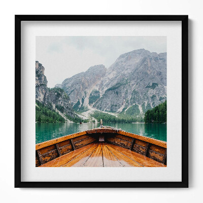 Keretezett falikép Hegyek és tó látképe