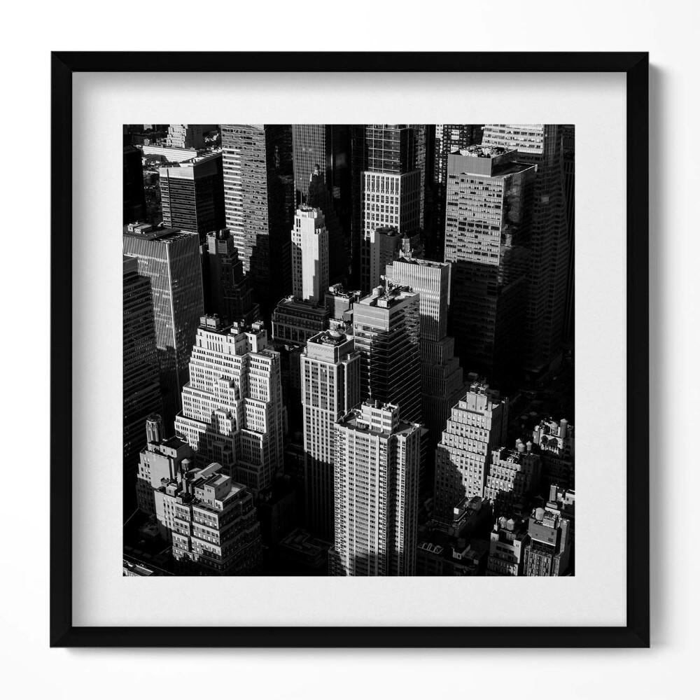 Keretezett falikép Fekete-fehér városi táj