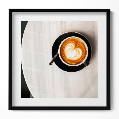 Keretezett falikép Kávé a márványasztalon