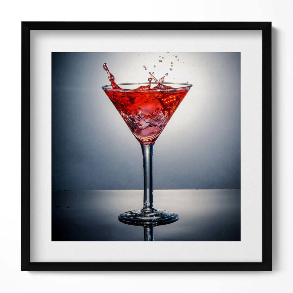 Keretezett falikép Vörös koktél pezsgő buborékokkal