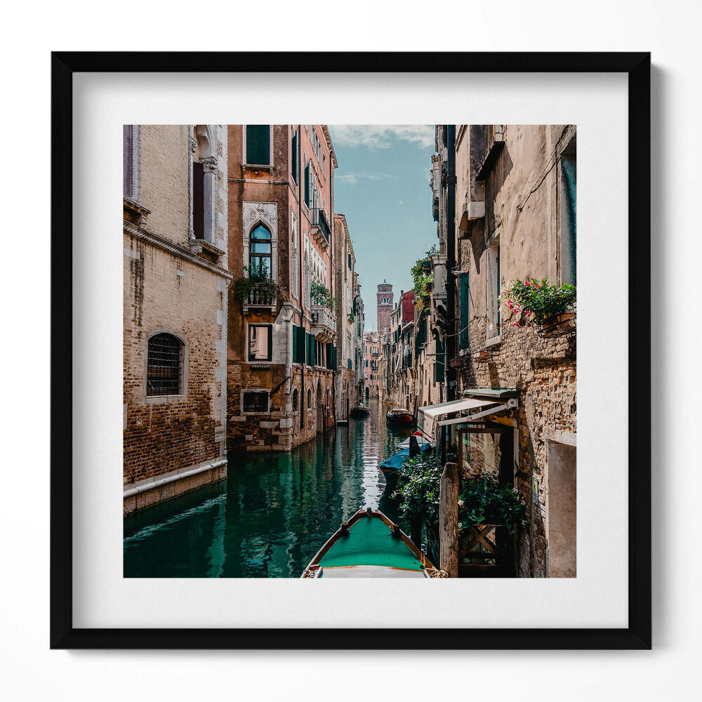 Keretezett falikép Velencei csatorna és gondola