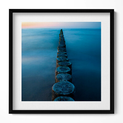 Keretezett falikép Tengerparti stég naplementében