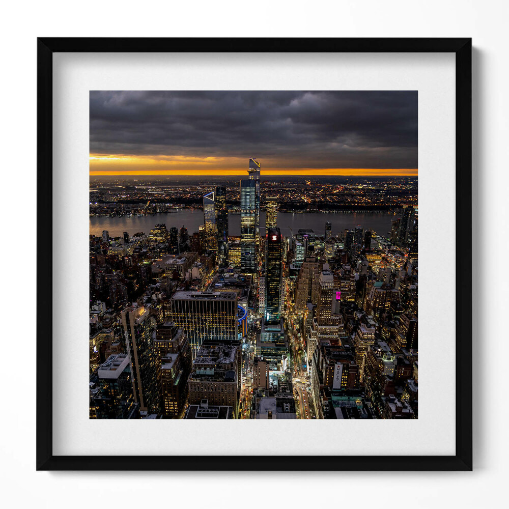 Keretezett falikép Városi táj éjszaka fényekkel