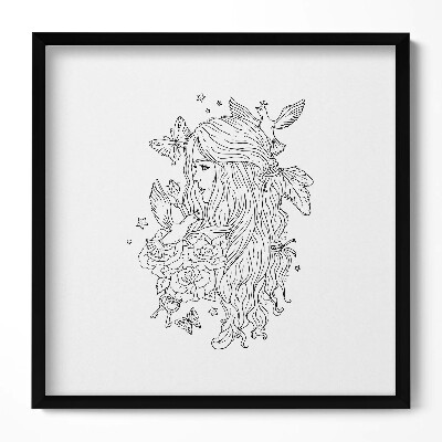 Keretezett falikép Virágok pillangók női alak