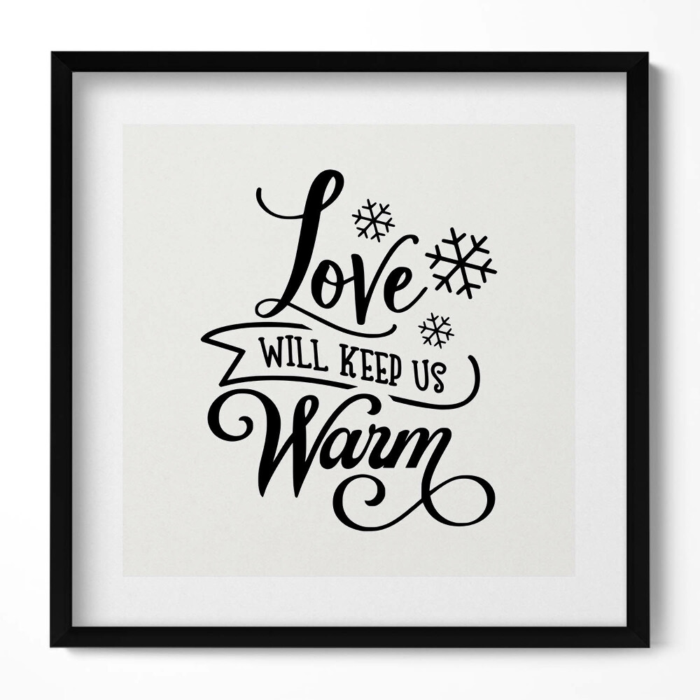 Keretezett falikép Szeretet és hópehely motívum