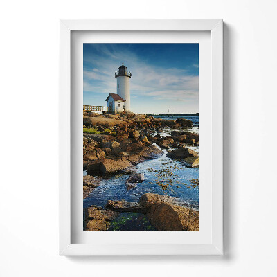 Keretezett kép Fénytorony sziklás parton