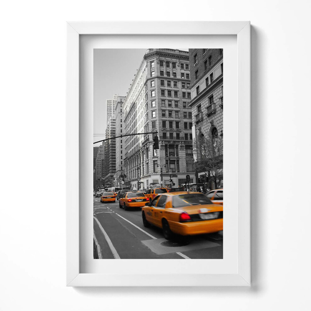 Keretezett kép Sárga taxik városi utcán