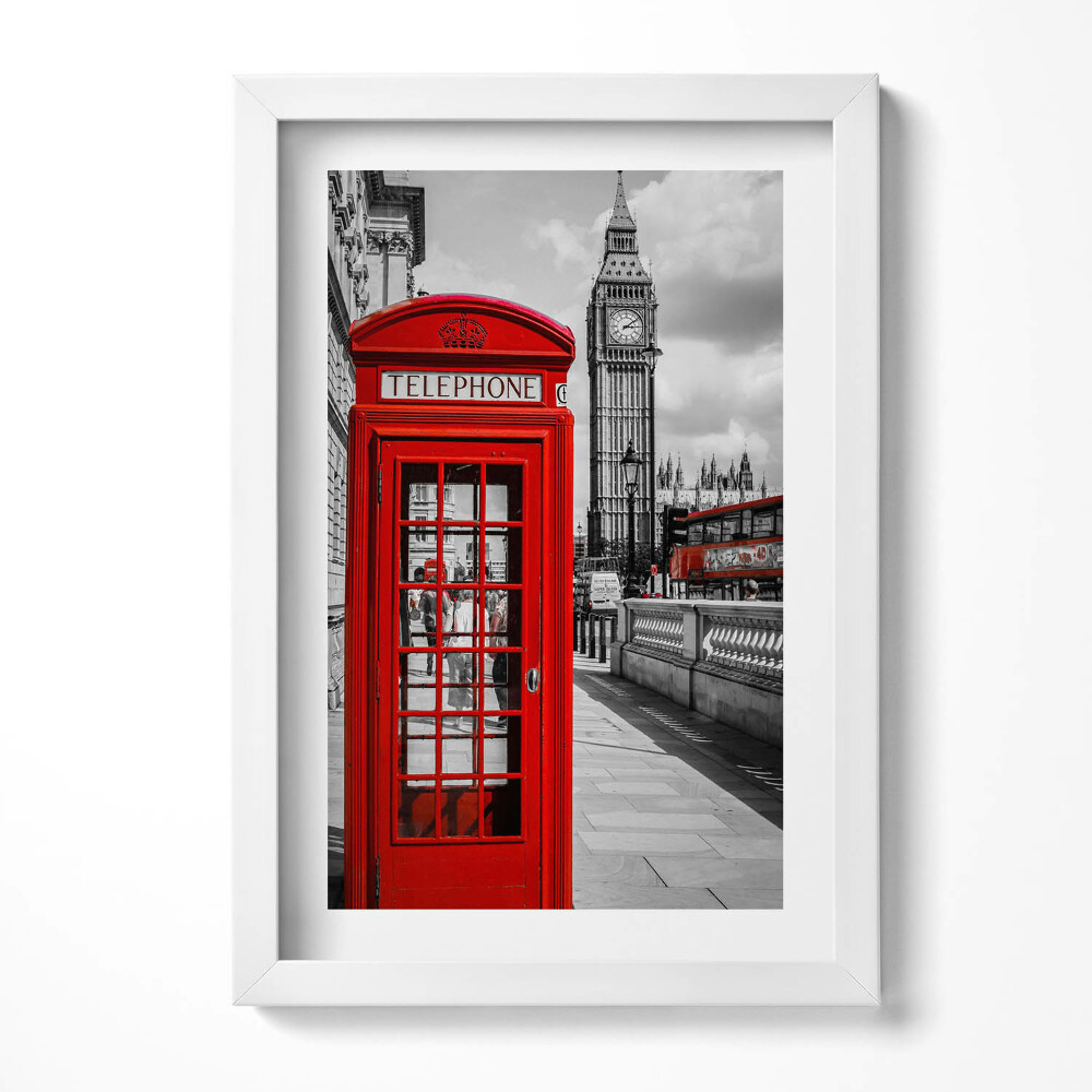 Keretezett kép Piros telefonfülke és Big Ben