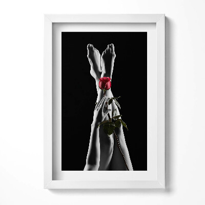 Keretezett kép Fekete-fehér lábak piros rózsa