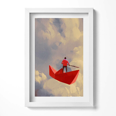 Keretezett kép Vörös csónakban evező figura