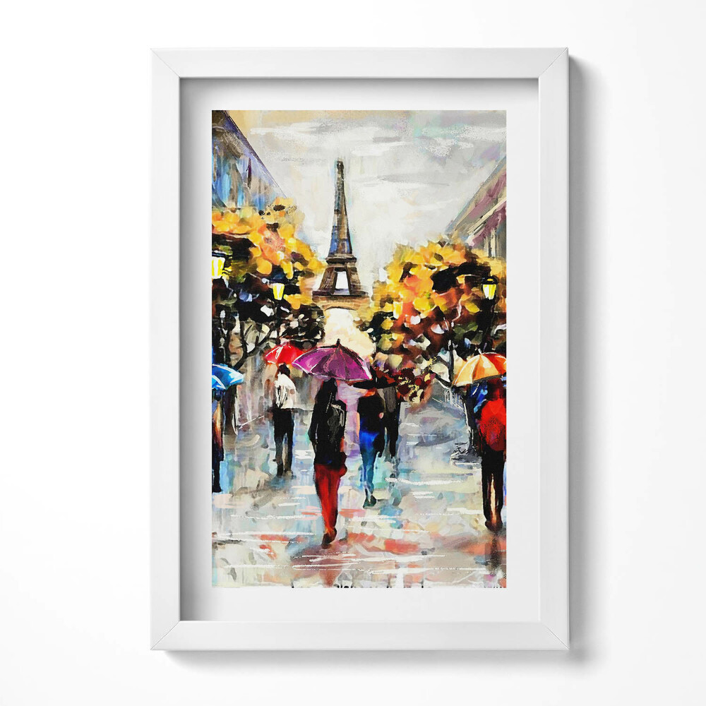 Keretezett kép Esőben sétáló emberek Párizsban