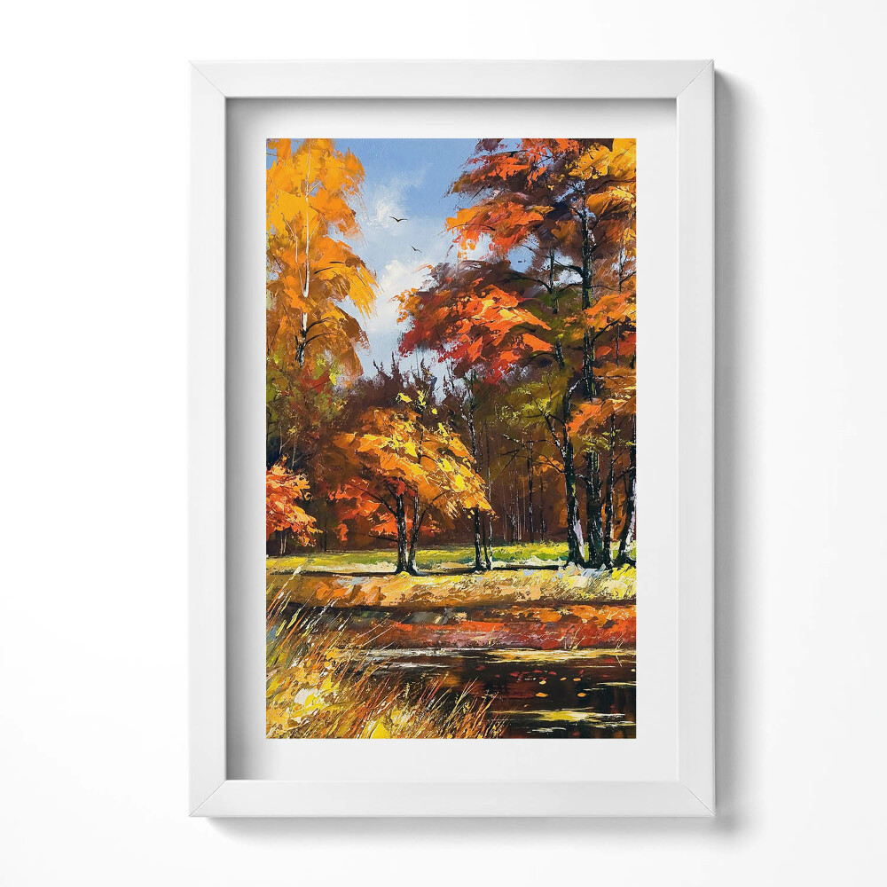 Keretezett kép Őszi táj színes fák