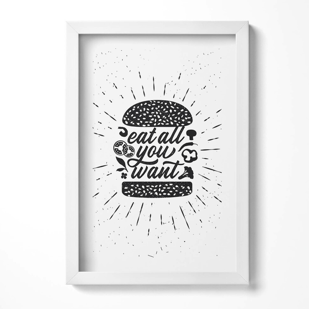 Keretezett kép Hamburger és étkezési üzenet