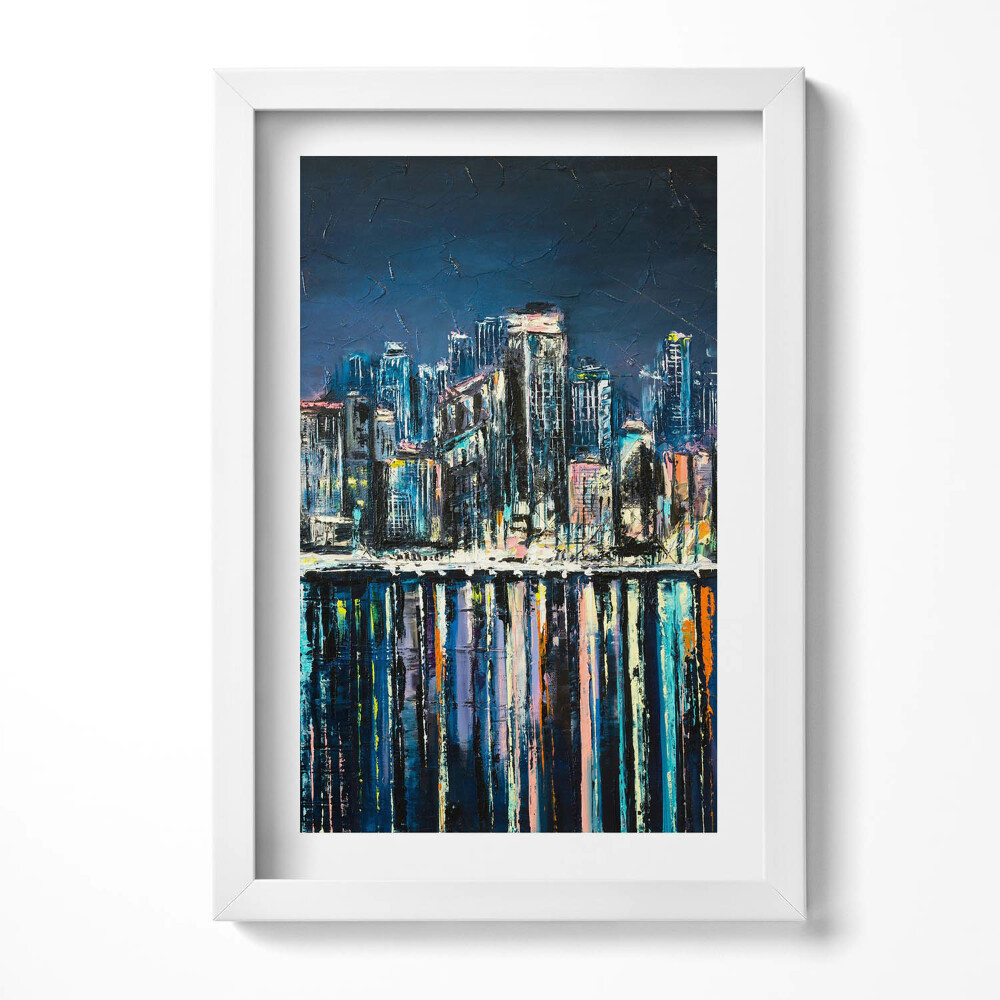Keretezett kép Modern városi táj vízreflexiókkal