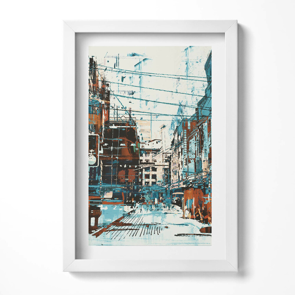 Keretezett kép Városi táj absztrakt stílusban