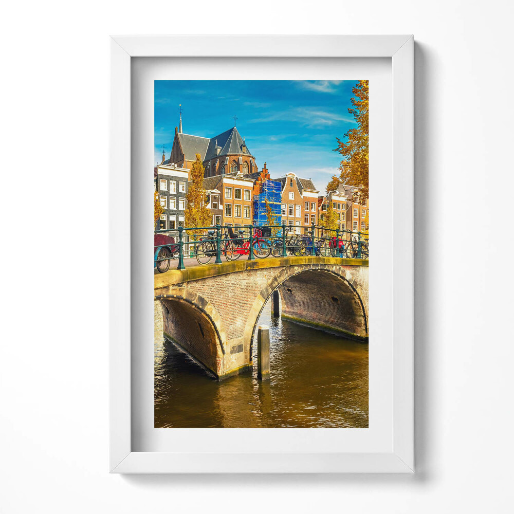 Keretezett kép Hidak és kerékpárok Amsterdam városában