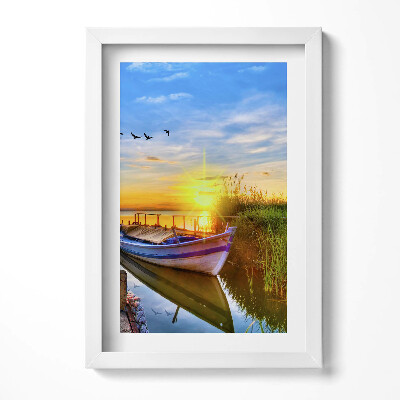 Keretezett kép Naplemente hajó vízpart