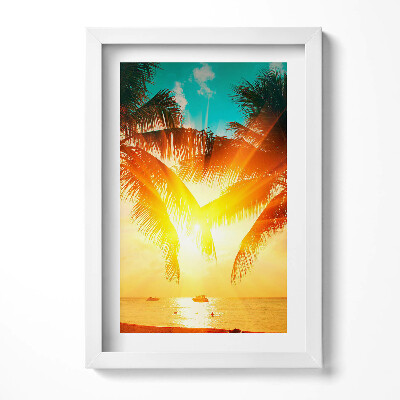 Keretezett kép Naplemente pálmafákkal