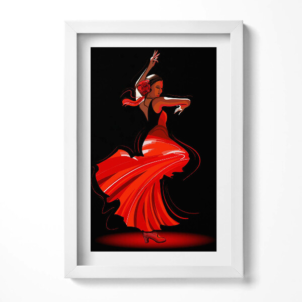 Keretezett kép Flamenco táncos nő piros ruhában
