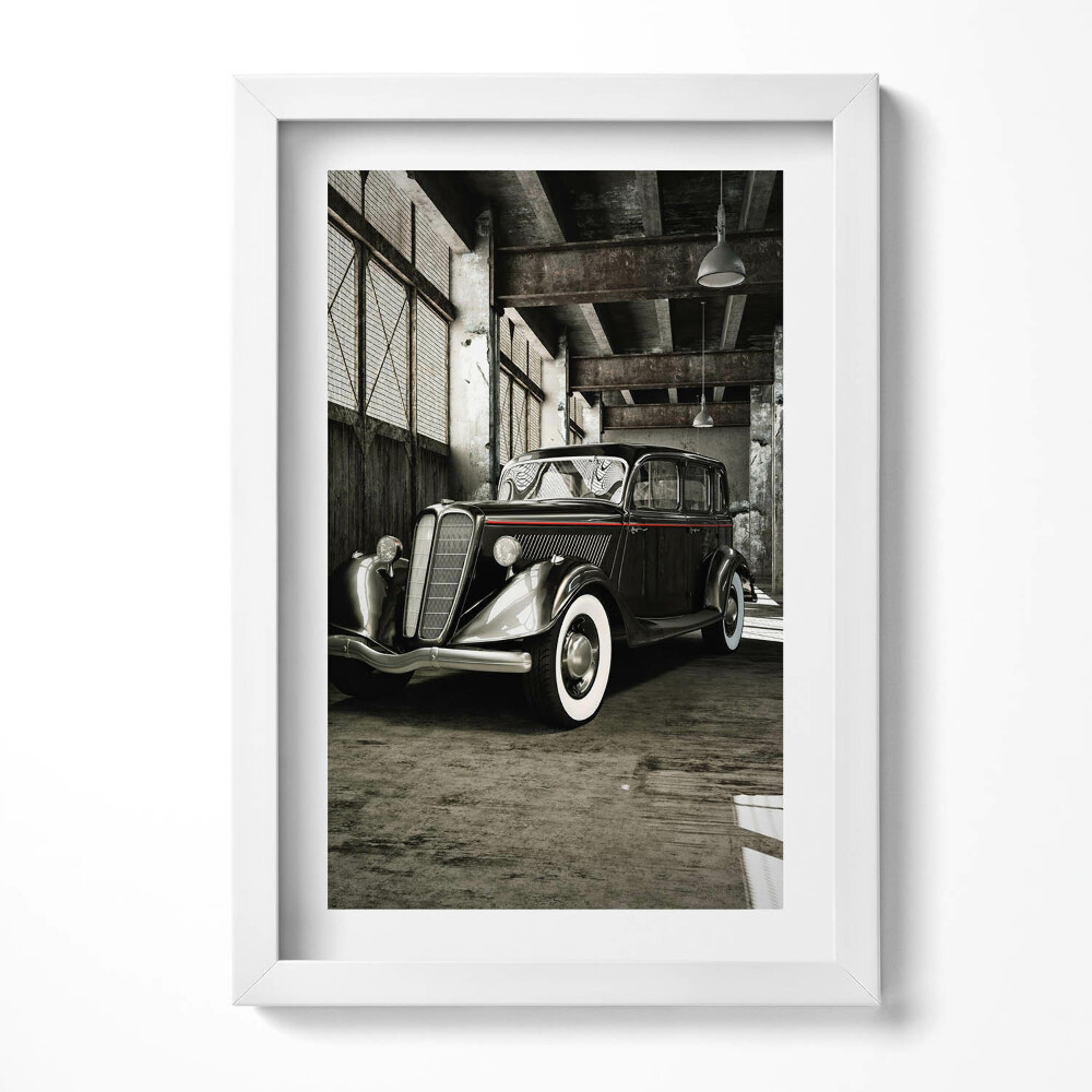 Keretezett kép Régi autó egy garázsban
