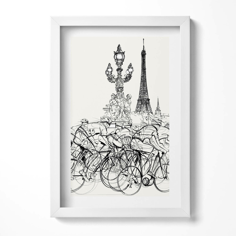 Keretezett kép Biciklisek és az Eiffel-torony