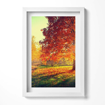 Keretezett kép Őszi táj vörös falevelek