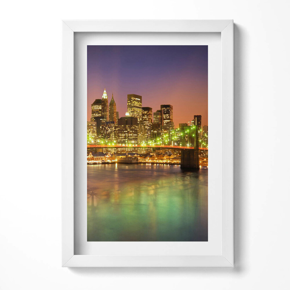 Keretezett kép Éjjeli városi táj híd és fények