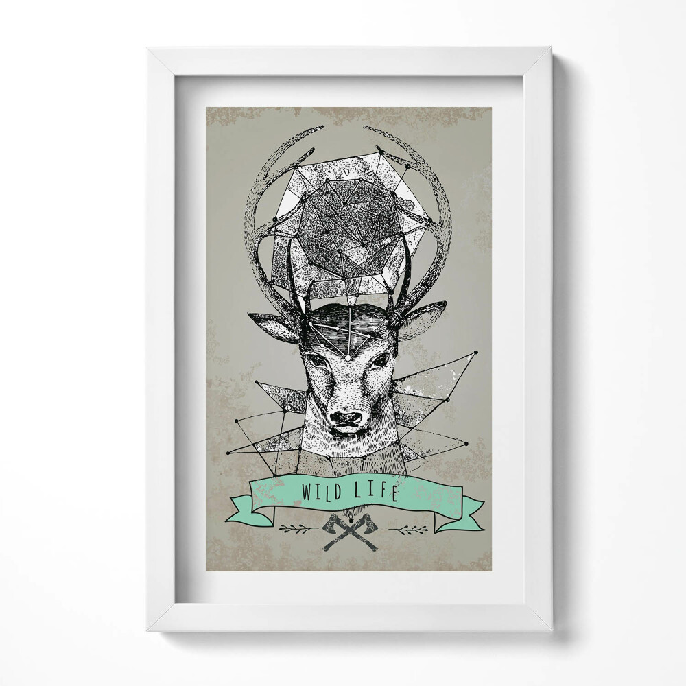 Keretezett kép Szarvas geometrikus mintázattal
