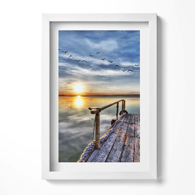 Keretezett kép Naplemente vízparti hídon
