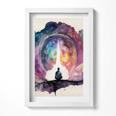 Keretezett kép Meditáló figura a színes univerzumban
