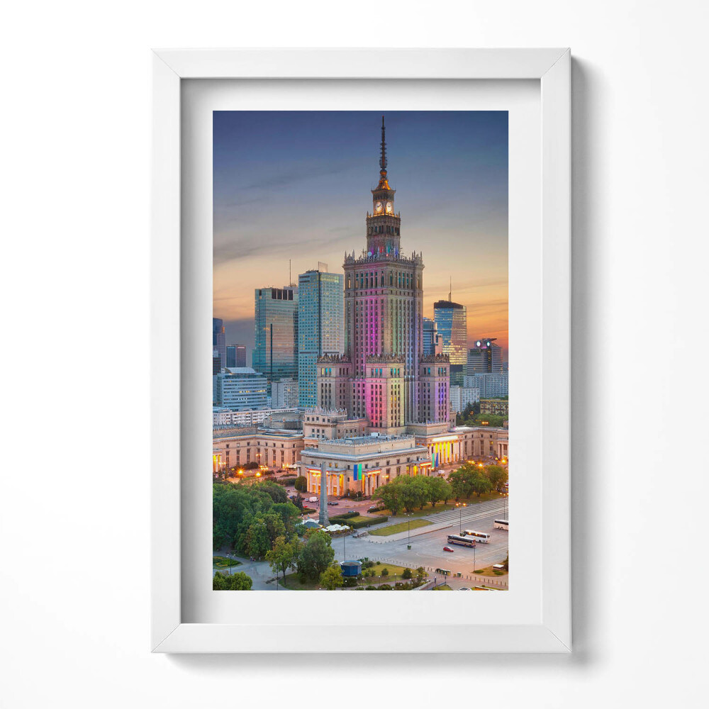 Keretezett kép Varsói felhőkarcolók naplementében