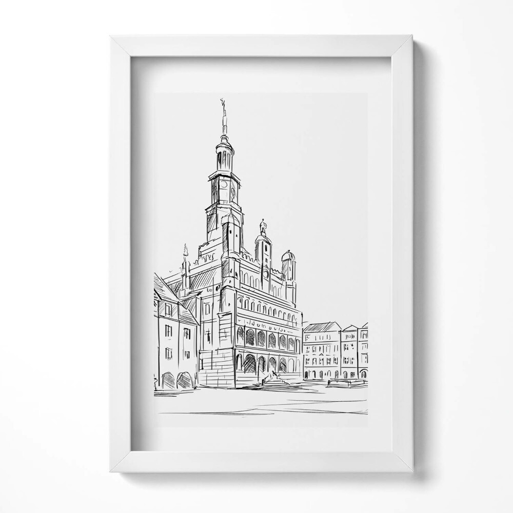 Keretezett kép Városi épület torony kontúrok