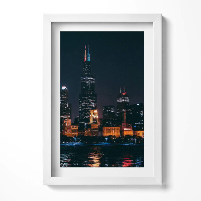 Keretezett kép Éjjeli városkép felhőkarcolók
