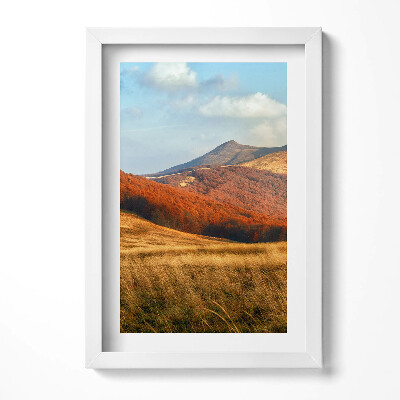 Keretezett kép Tavaszi táj hegyekkel és fákkal