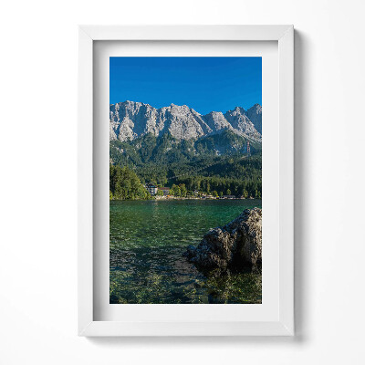 Keretezett kép Hegyek és tükörsimá víz