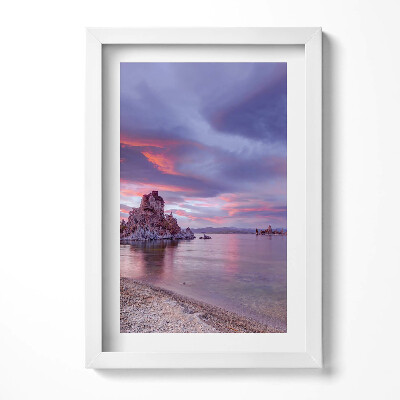 Keretezett kép Tóparti szikla naplemente színei