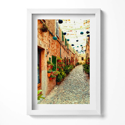 Keretezett kép Színes virágos utcácska