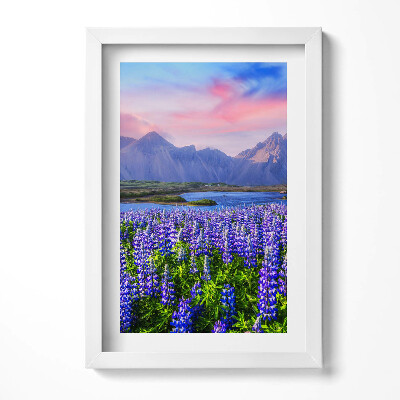 Keretezett kép Lepkék és hegyek virágzó mezője