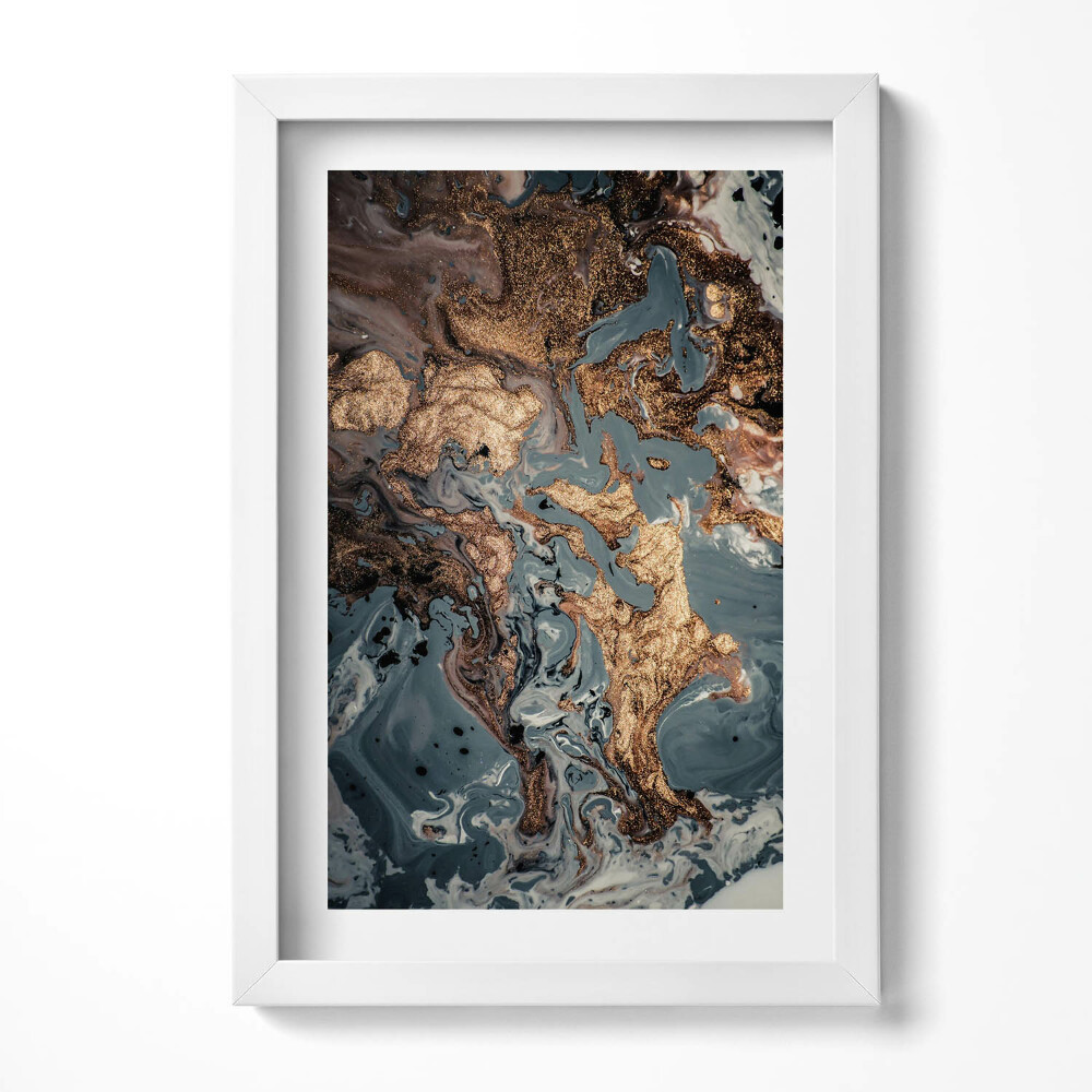 Keretezett kép Absztrakt kék és arany színek