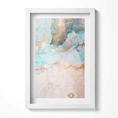 Keretezett kép Absztrakt vízszínek és arany vonalak