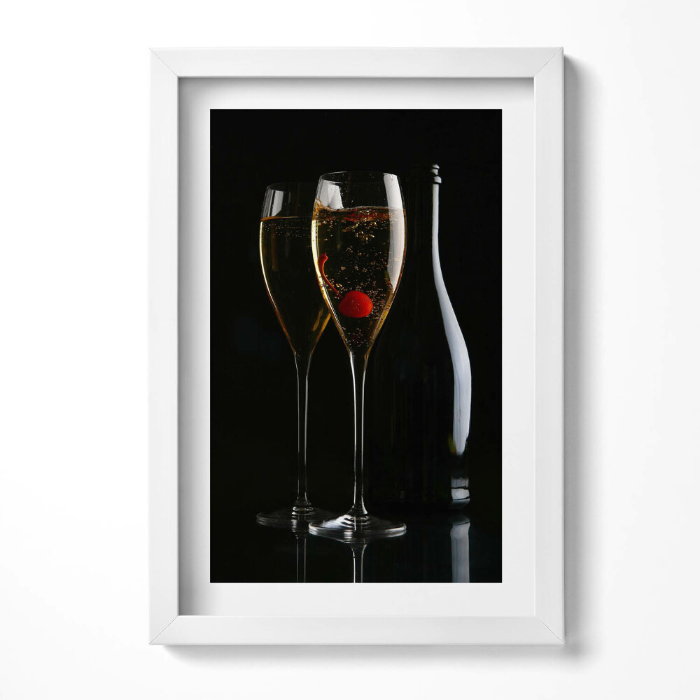 Keretezett kép Két pezsgőspohár és egy palack