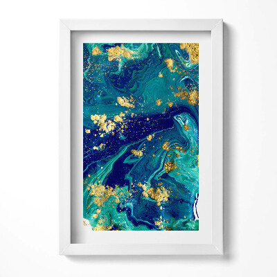 Keretezett kép Absztrakt kék és arany mintázat