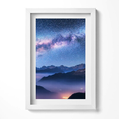 Keretezett kép Csillagos égbolt hegyek felett