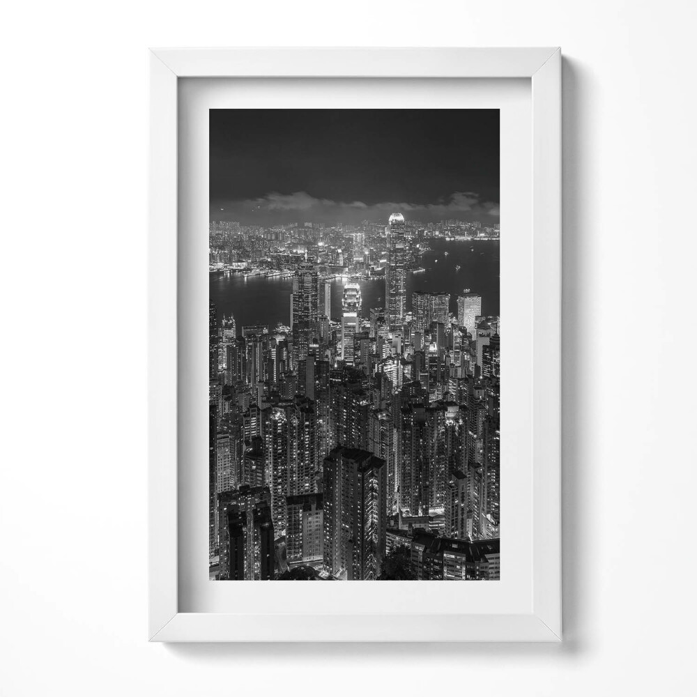 Keretezett kép Fekete-fehér városkép éjszaka