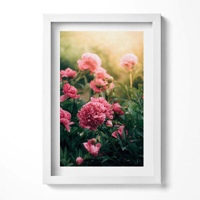 Keretezett kép Rózsaszín virágok zöld levelekkel