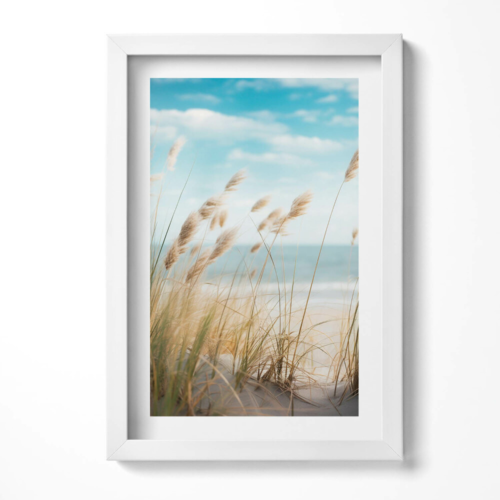 Keretezett kép Tengerparti nádas világos ég